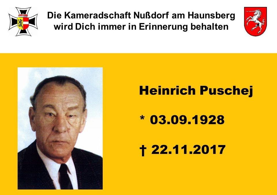Abschied von Kamerad Heinrich Puschej