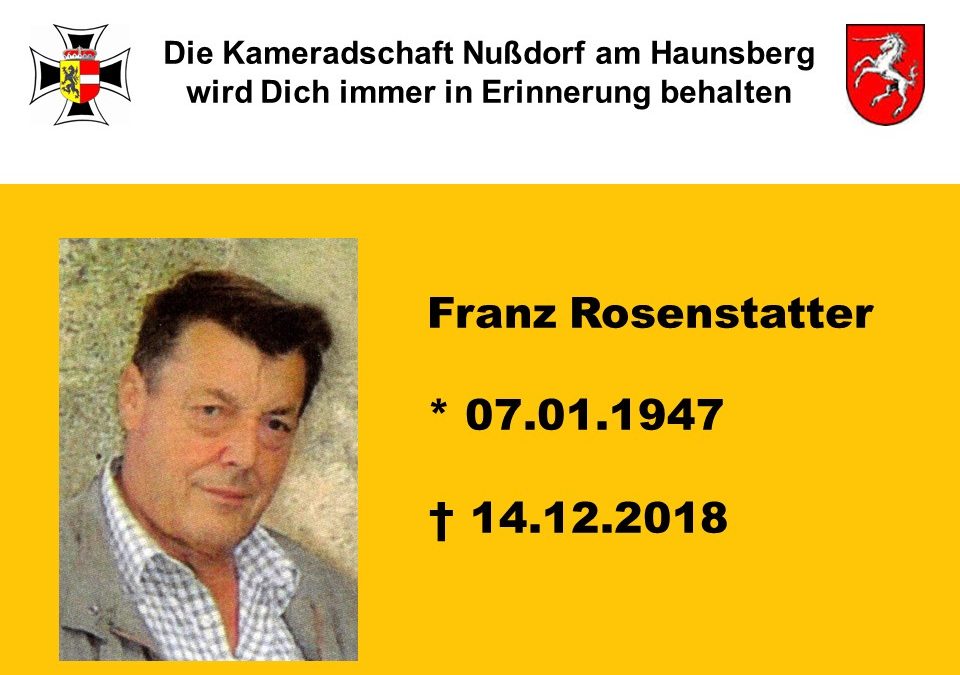 Abschied von Kamerad Franz Rosenstatter
