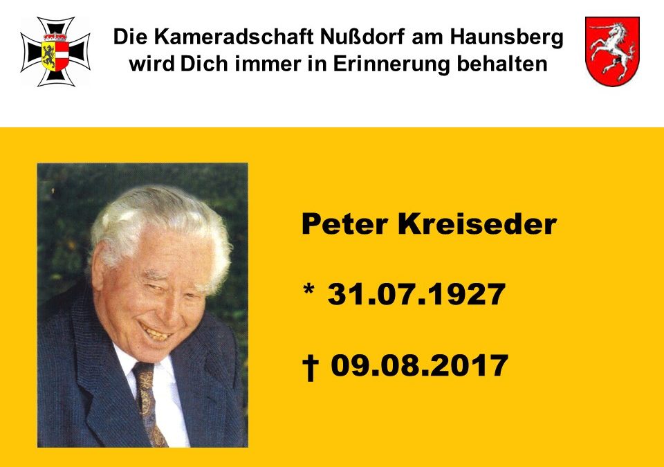 Abschied von Kamerad Peter Kreiseder