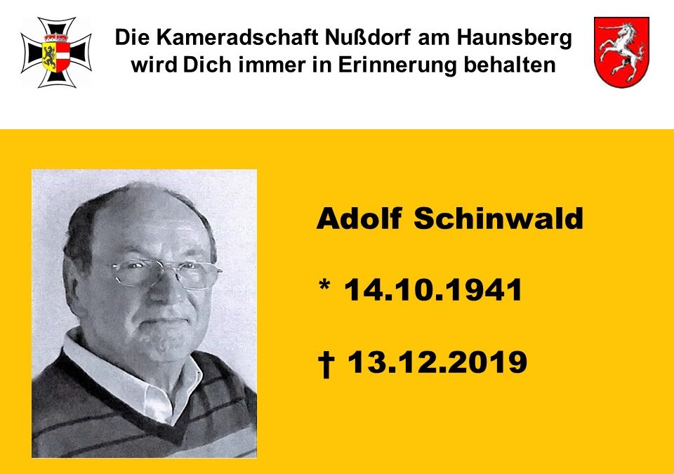 Abschied von Kamerad Adolf Schinwald