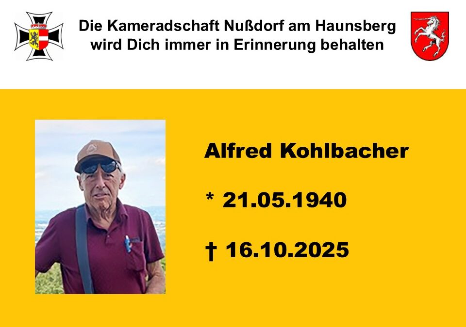 Abschied von Kamerad Alfred Kohlbacher